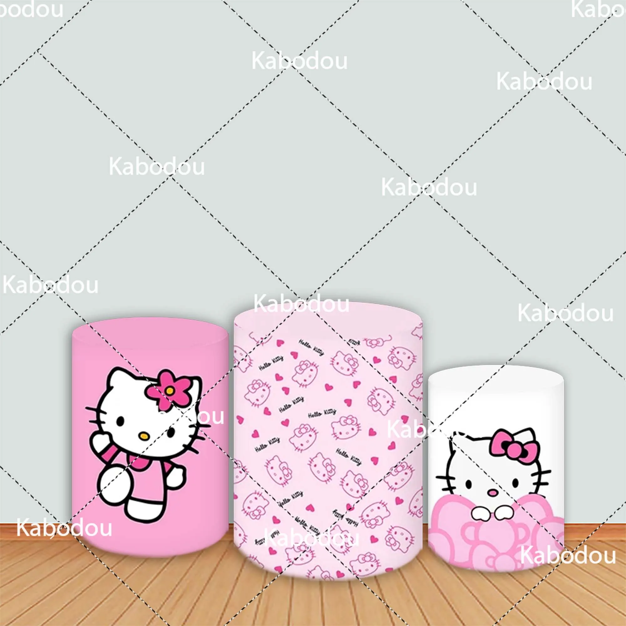 Hello Kitty Ronde Achtergrond Meisje Verjaardagsfeestje Decoratie Cartoon Foto Roze Fotografie Achtergrond Baby Douche Cilinder Cover