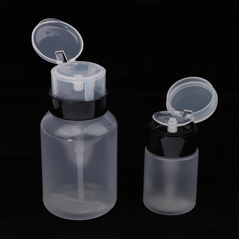 60/200ml Clear Empty Press Nail Bottle Pump Dispenser Plastic Polish Portable Liquid Makeup Remover Cleaner Manicure Tools