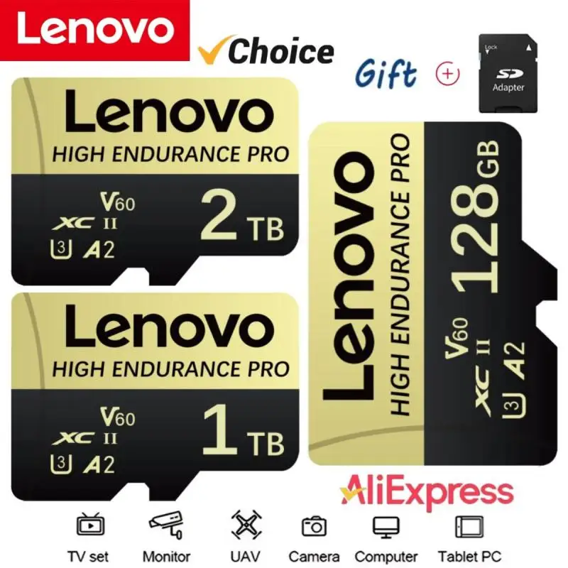 Original Lenovo Memory Card 128GB Micro TF SD Card Class 10 U3 4K High Speed SD TF Flash Card 1TB 2TB For Camera Phone Drone