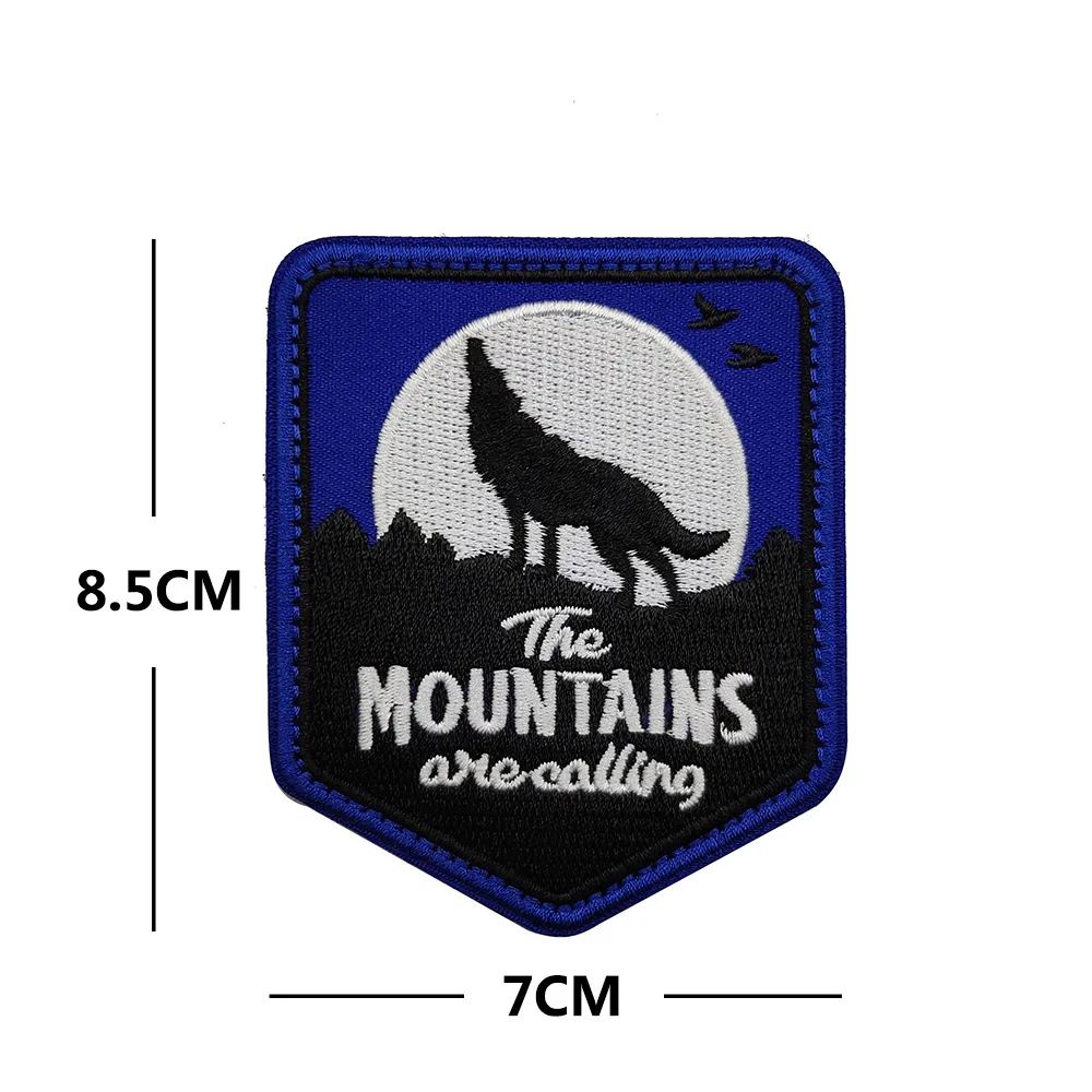 Outdoor Camping Badge Compass Wolf Embroidered Patches and Appliques Hook&Loop Armband Tactical Morale Badge on Backpack Sticker