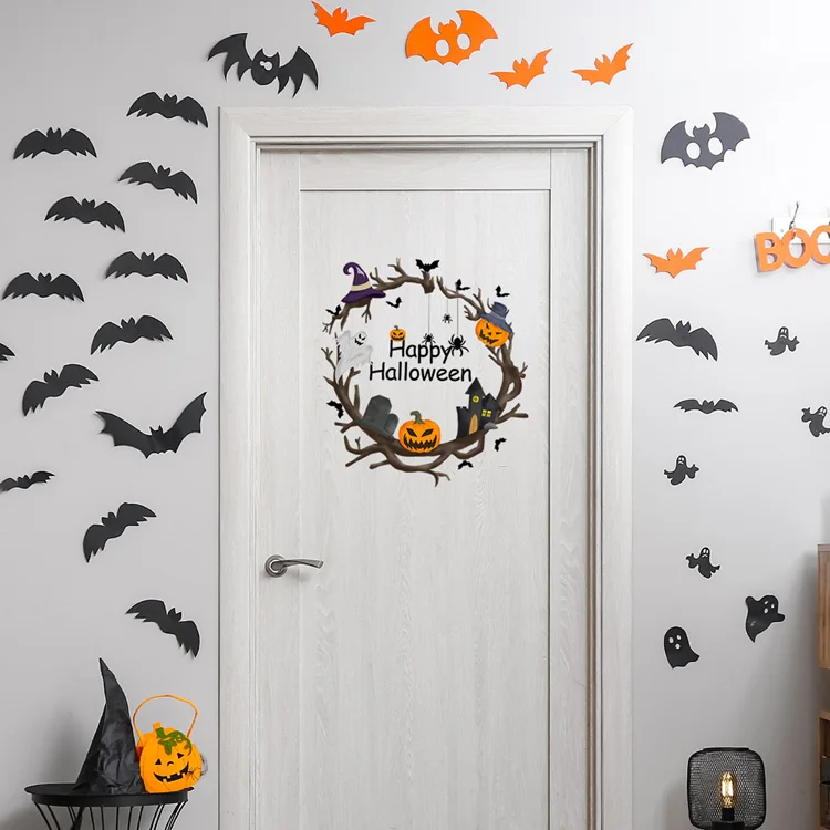 Halloween Kürbis-Geist Wandaufkleber Kinderzimmer Dekoration Wandbild Tür Heim-Deko Tapete Festival Selbstklebende Aufkleber – Detail 4