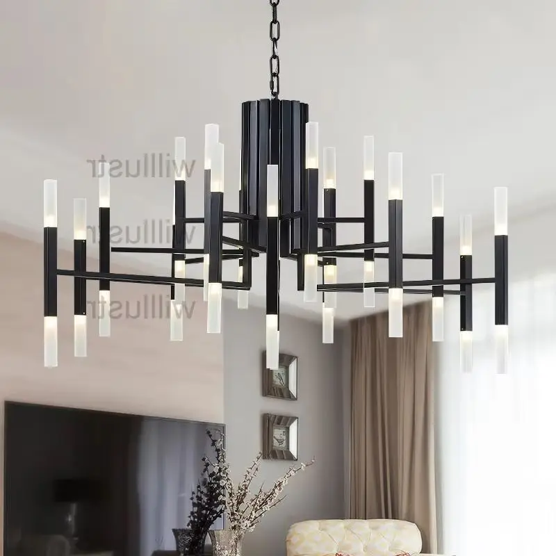 Nordic Metal LED Pendant Lamp Ceiling Chandelier Suspension Light Chain Hanging Lighting Fixture for Hotel Hall Bar