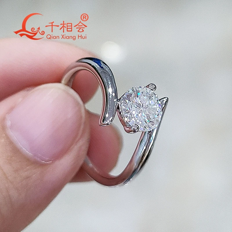 

1ct 6.5mm 1.5ct 7.5mm shape intersect Ring D vvs white moissanite S925 Sterling Silver Jewelry Engagement Ladies