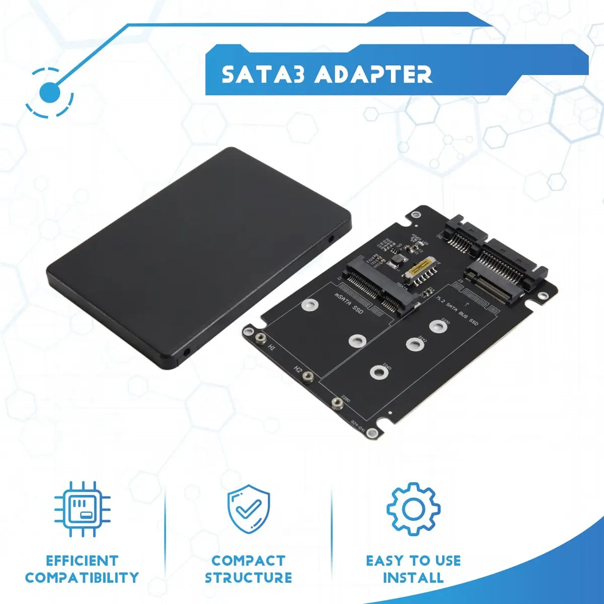 A59E 2 in 1 Combine M.2 NGFF Key B & MSATA SSD to 2.5 SATA3 Adapter with Plastic Enclosure SSD Case Box view 4
