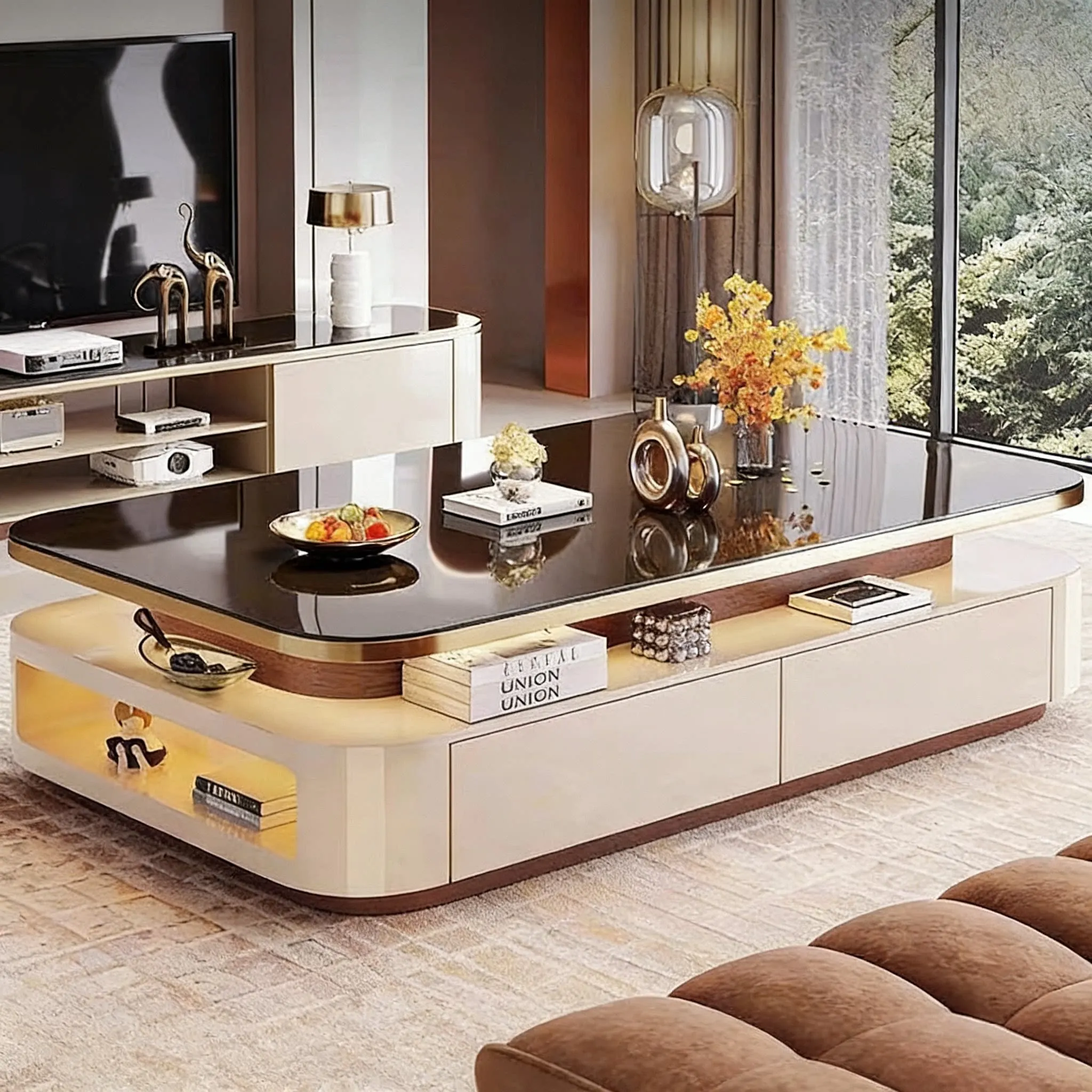 Italian light luxury living room new coffee table rock slab minimalist large apartment coffee table home creative modern simplic
