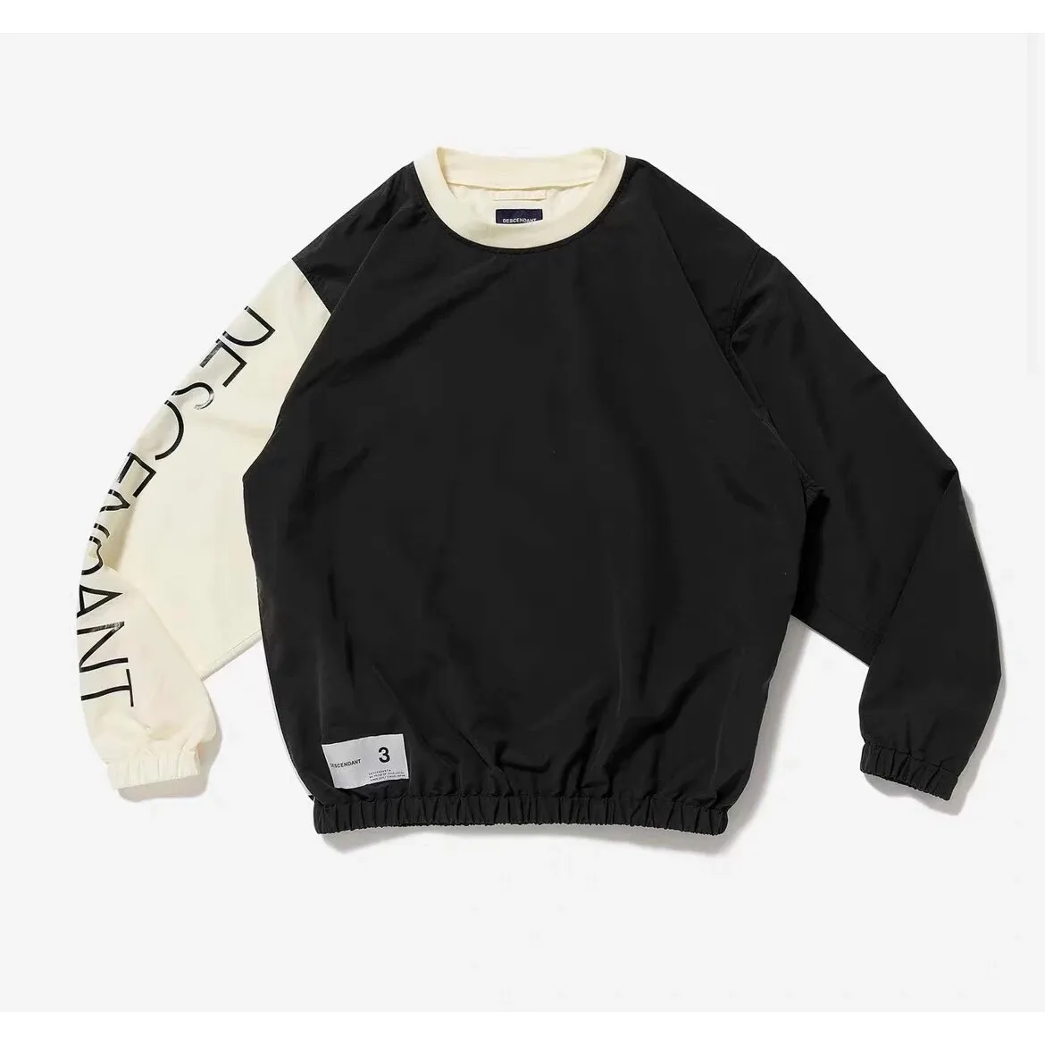 

DESCENDANT Japanese Fashion DCDT Pullover Top Asymmetric Color-block Nylon Round Neck Thin Sweatshirts