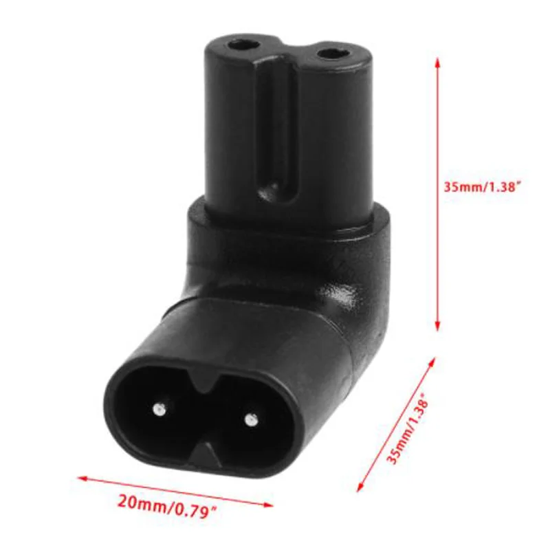 Elbow Black full copper 2.5A 250V IEC320 C8 Male to C7 Female PDU UPS chassis server adapter plug socket converter