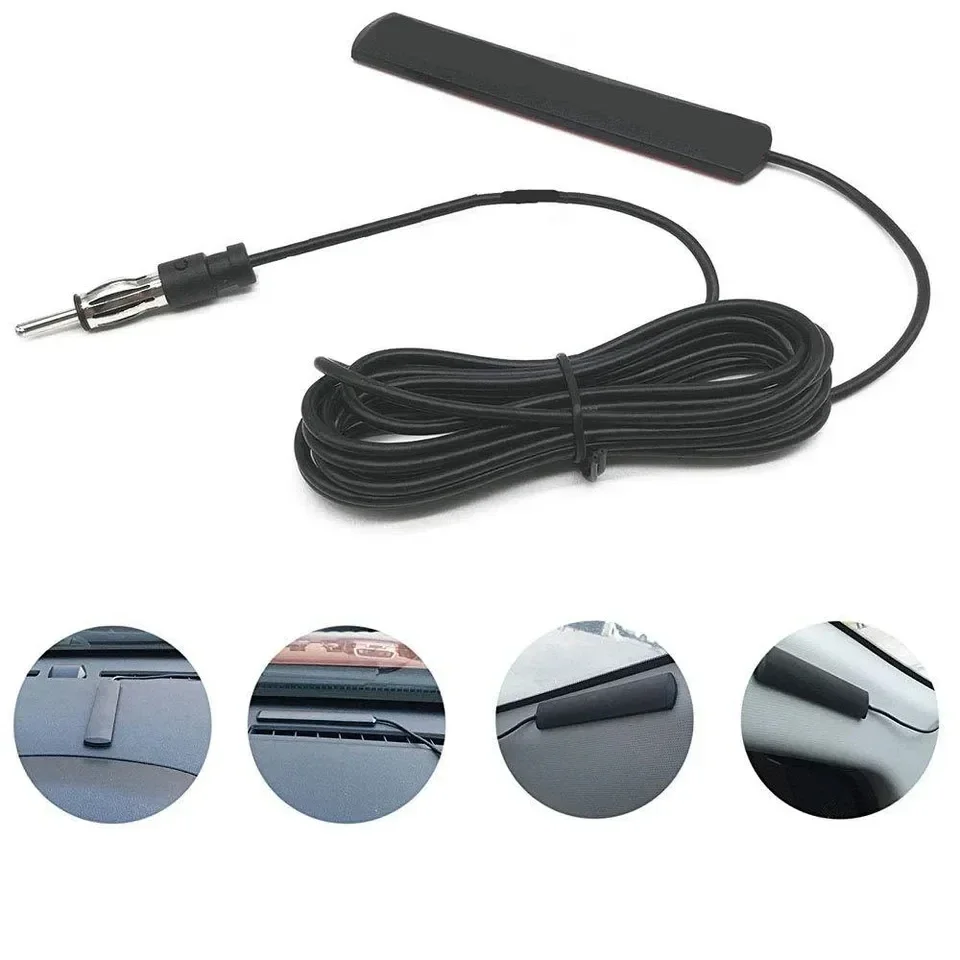 Car FM Antenna FM Radio Antenna Adapter Patch Antenna 5 Meters Cable Windshield Paste FM Radio Antenna Cars Trucks Radio