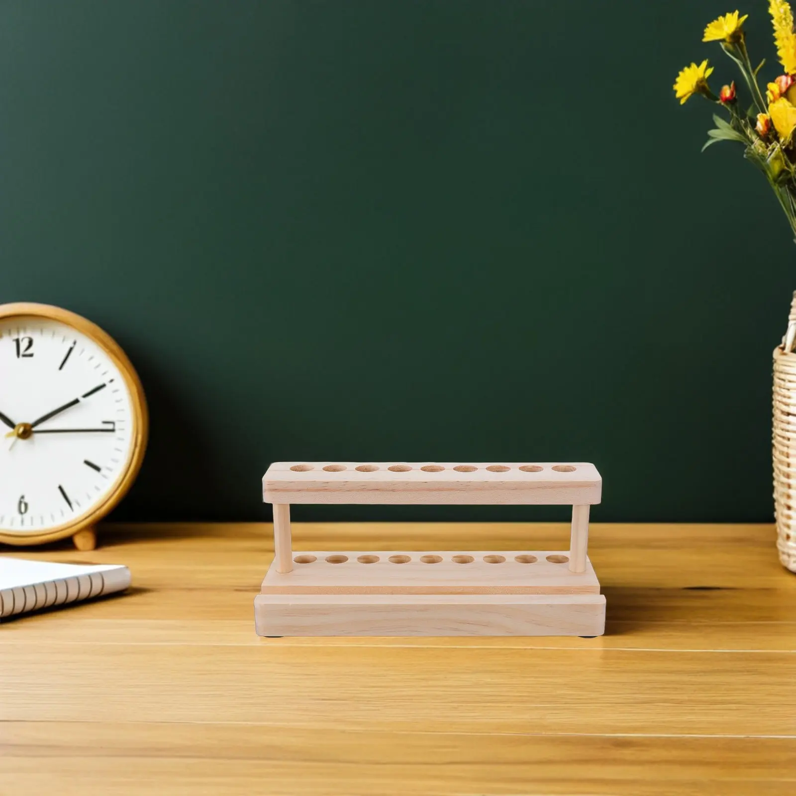 Wooden Phone Stand Holder with Pen Organizer Natural Wood Desk Organizer for Mobile Phone Pens Pencils Fountain Pens Office