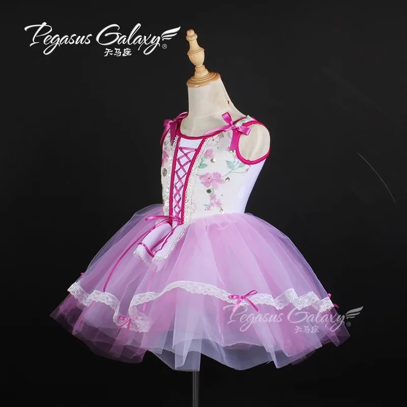 발레 댄스 복장 소녀 투투 발레 댄스 착용 여성 무대 공연 의상 레이스 가장자리 활 장식 공주님 드레스