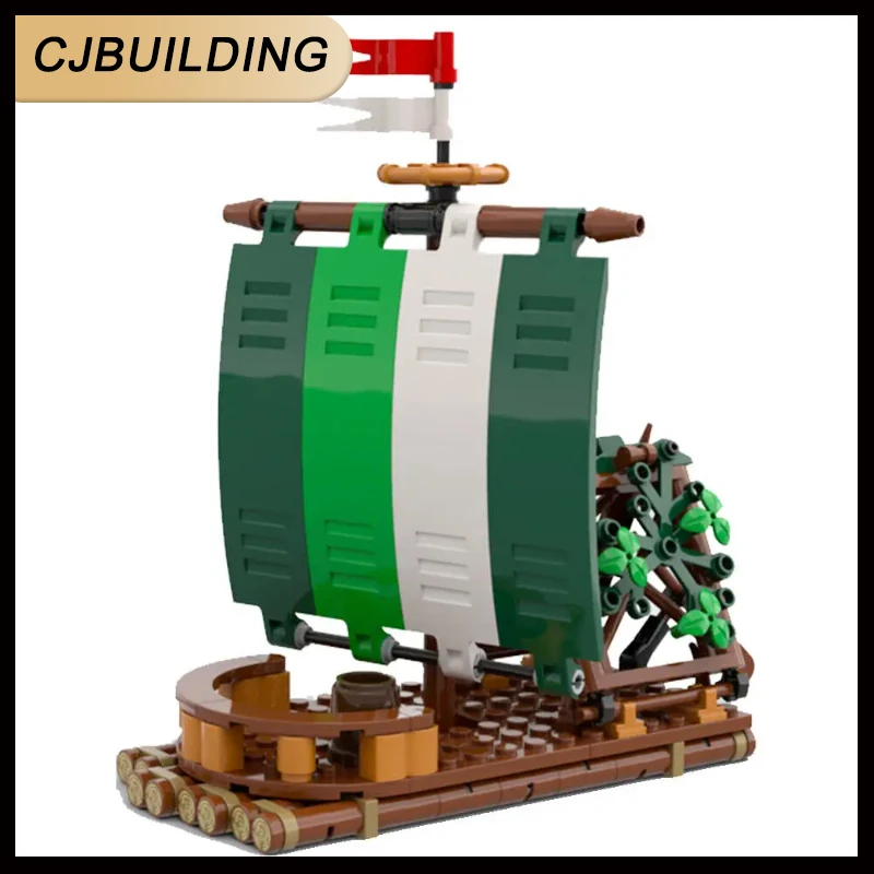 206 Pieces MOC Forestmen Raft Model Building Block Toys Boat Sailboat Assembling Brick Set for Collection MOC-120288