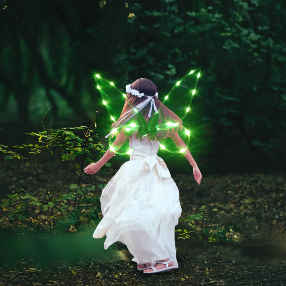 Rainbow Led Light Angel Elf Wing Children Adults Carnival Halloween Cosplay Tinker Bell Dress Up Women Girls Party Accessories