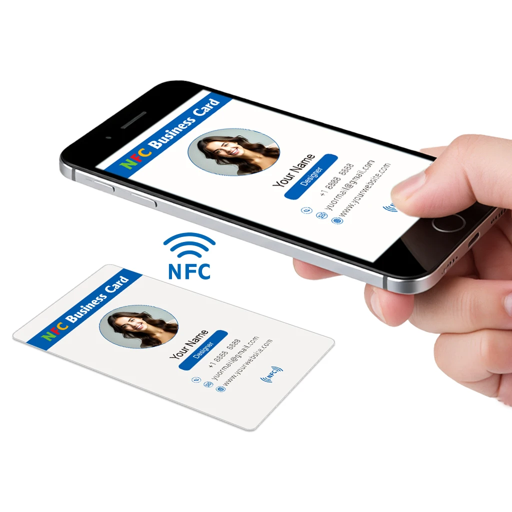Custom NFC Business Cards Smart Badge NFC Tags Electronic Visiting Card, PVC Material Waterproof and Durable
