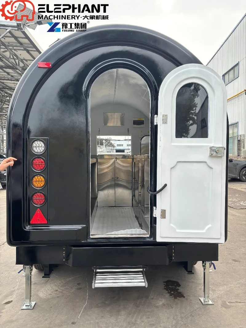 Commercial Food Trailer, Full Kitchen Equipped Mobile BBQ Cart, Container Style Mobile Bar Food Truck For Outdoor Event Catering