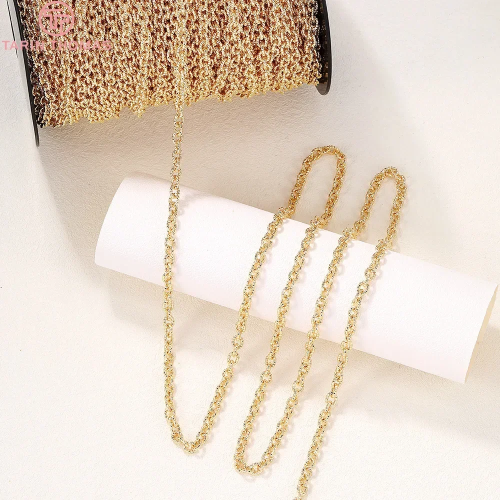 (4306)1 Meter Width 4.5MM Thickness 1.2MM 24K Gold Color Brass Round Necklace Chains Quality Diy Jewelry Findings Accessories