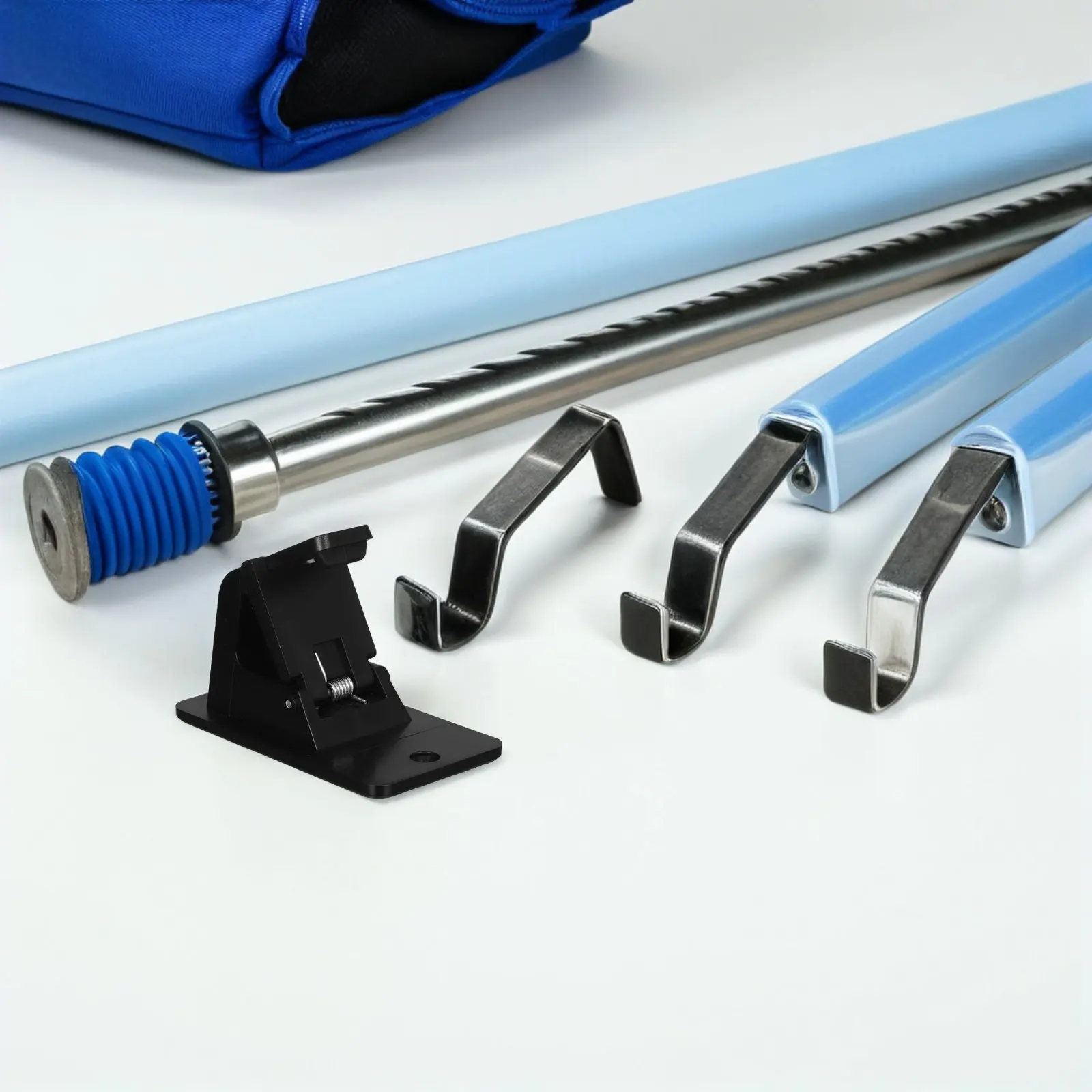 2Pairs Sleek Modern Curtain Rod Brackets Heavy Duty ABS Material No Drill Adhesive Or Screw Mount for Shower Bedroom Use