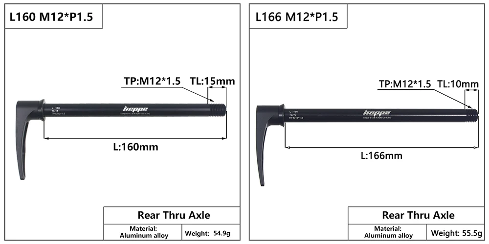 HEPPE MTB Rennrad Steckachse Vorderradgabel Welle Spieß 12x100 12x110 Hintere Steckachse 12x142 12x148 Schnellspanner M12xP1.0/1.5/1.75 – Detail 8