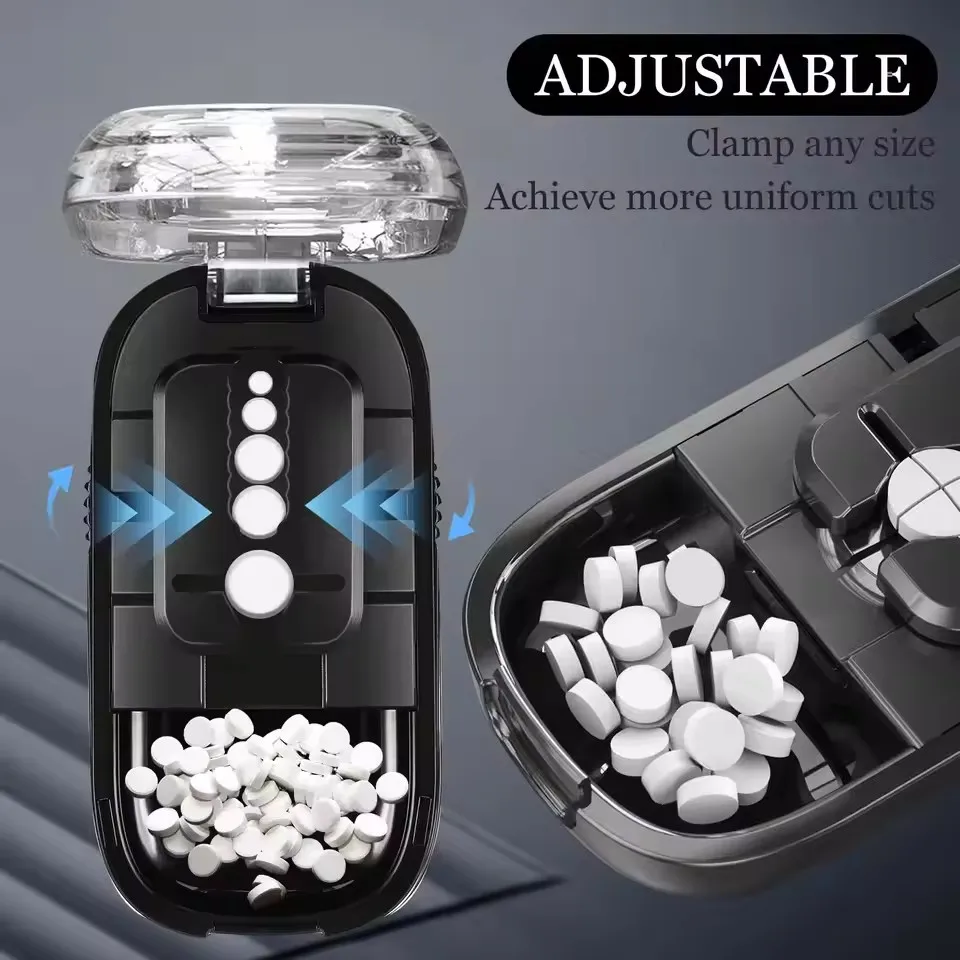 IDEABEL Medicine Cutter Precise Cutting Into Half / Quarter Drug Divider Organizer Portable Tablet Splitting Pills Splitter