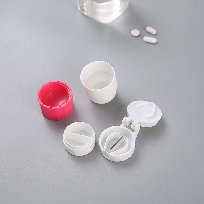 1pcs Random Portable Travel Small Pill Box Medicine Splitter Powder Grinder Cutter Medicine Box Storage Drug Container Pillbox