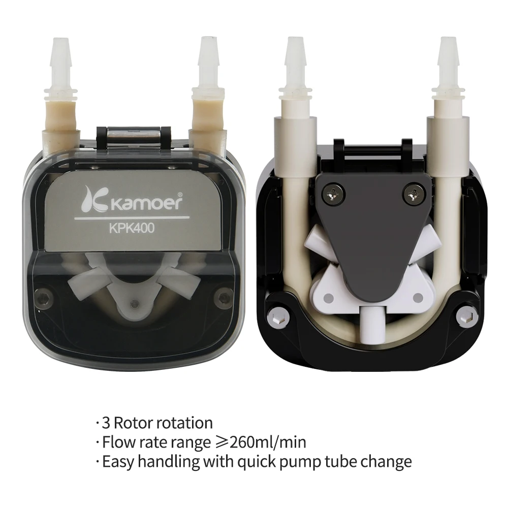 Kamoer KPK400 Peristaltic Pump 400ml/min High Flow 12V 24V DC Brushed/Brushless Self-Priming Dosing Pump with BPT Tubing