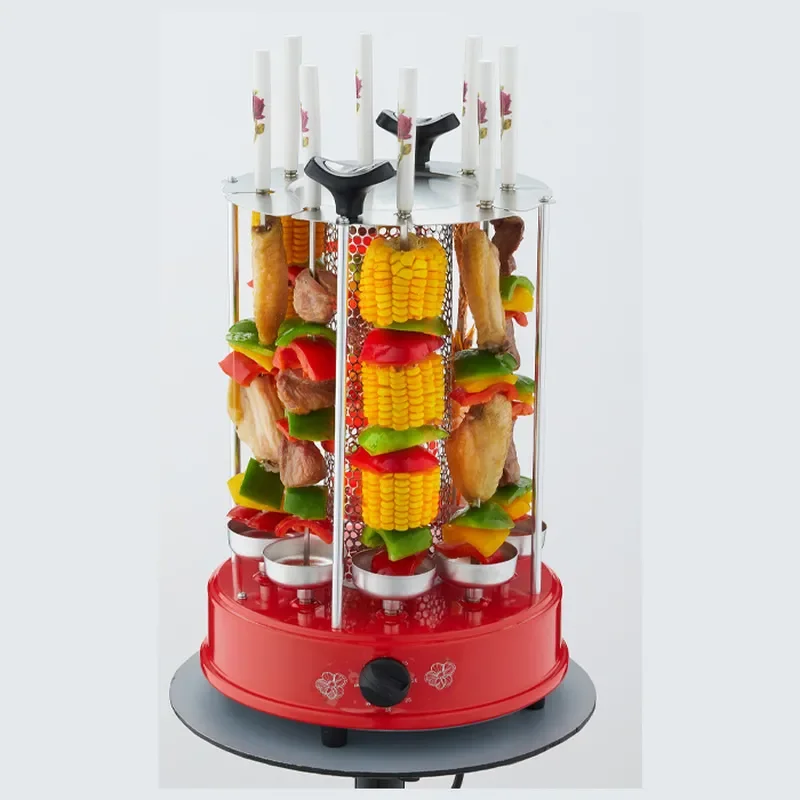 Automatic Electric BBQ Rotisserie Machine 8 Forks Smokeless Indoor Grill for Lamb Kebabs Household Barbecue Oven Kitchen