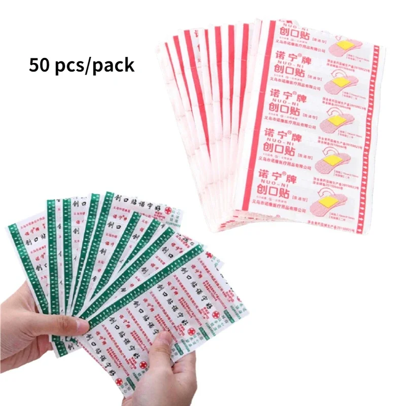 50 Pcs/pack Waterproof First Aid Wound Plast Breathable  Adhesive Bandage Children's Wound Band Aid Sticking Patch Strips