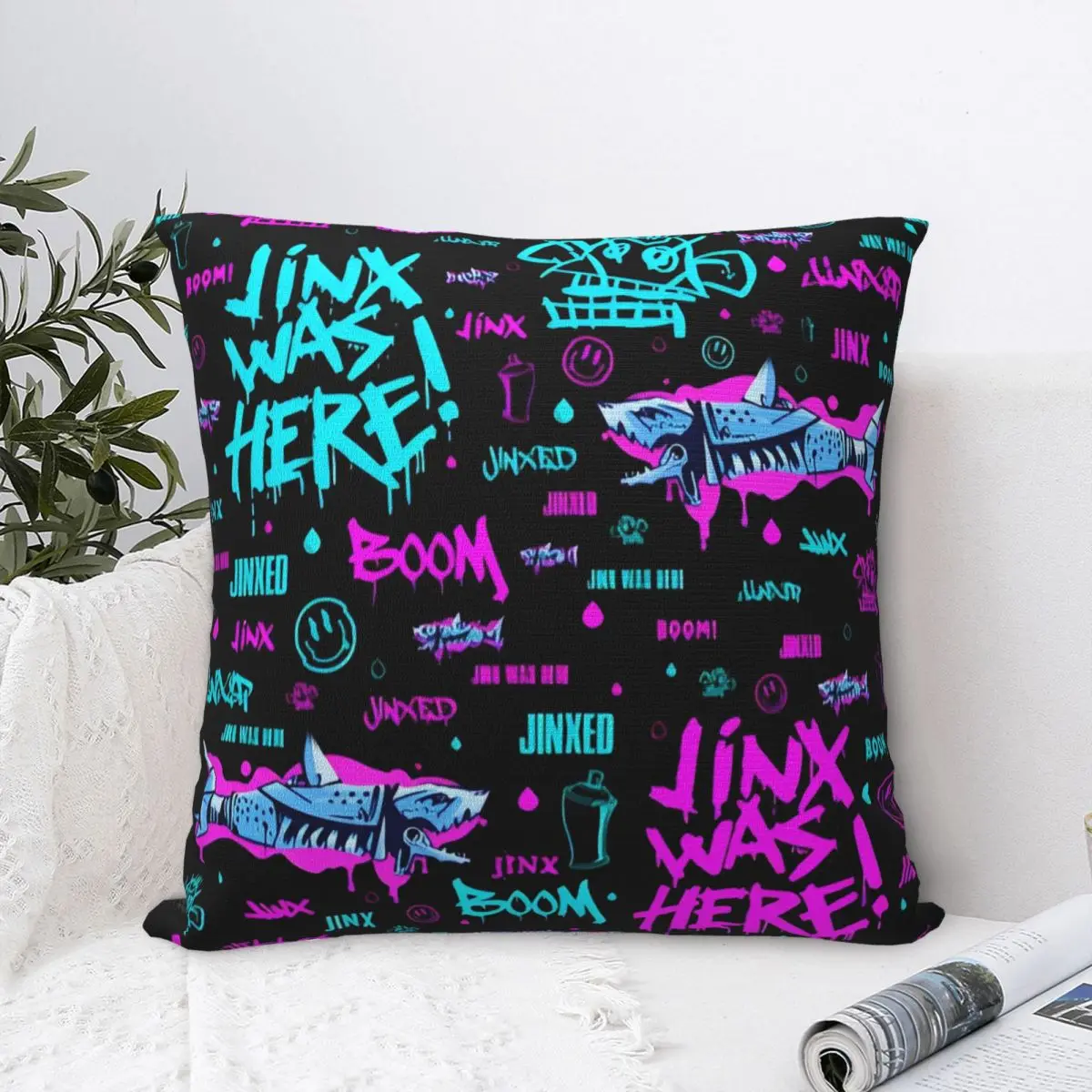 Jinx Arcane Square Pillow Covers Home League Battle Game Legends Cushion Case Cute Decor Pillowcase 40*40