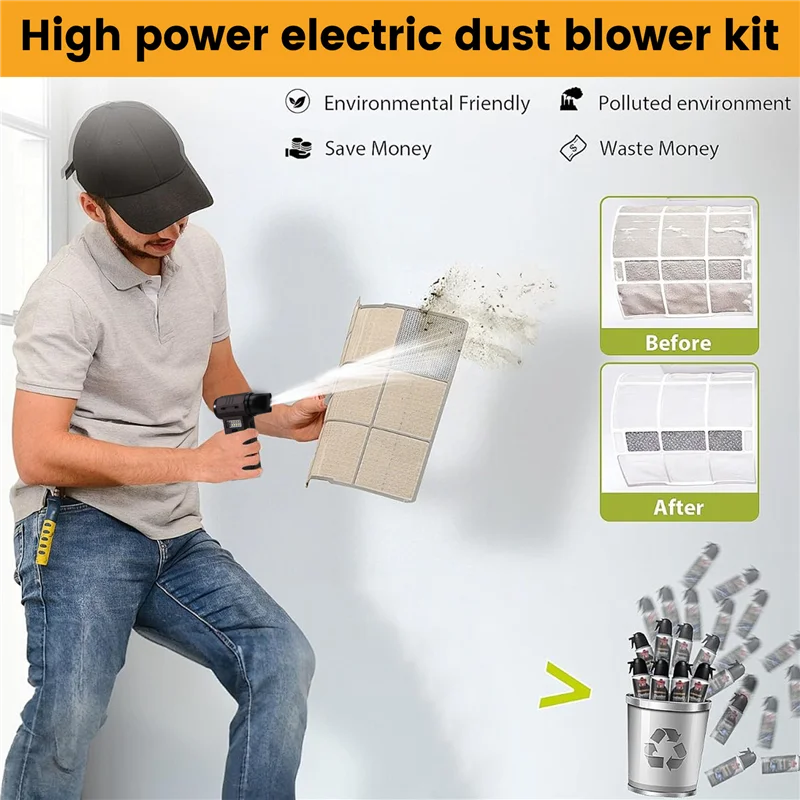 AU61-Handheld Turbo Jet Fan With Light 130000RPM Infinitely Adjustable Speed Vacuum Cleaner Air Dust Blower Brushless Motor