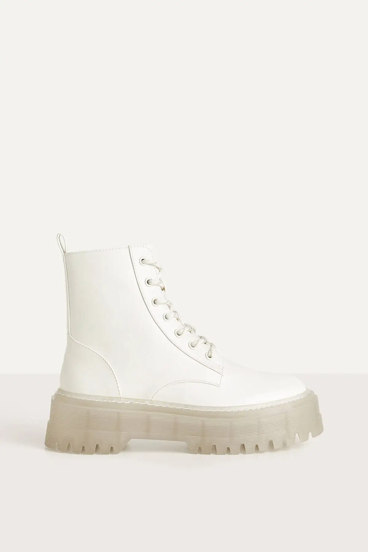 Women Raw White Transparent Bottom Platform Bilekte Boots 11219560