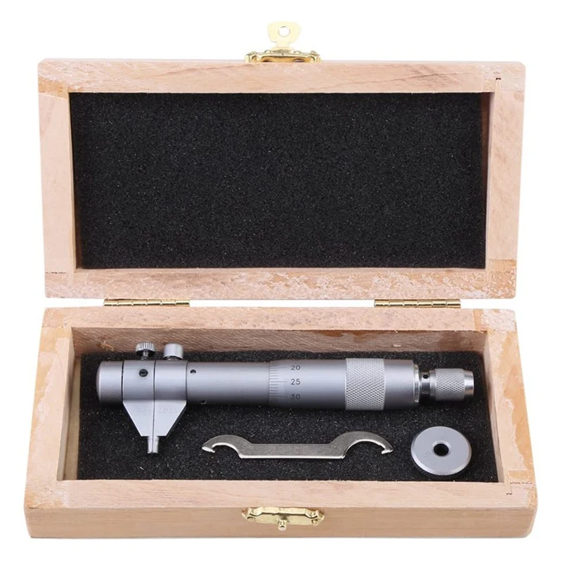 

Big Deal Inside Micrometer 5-30Mm Mechanical Micrometer Set 0.01 Mm Accuracy Include Wrench Calibration Ring Wooden Box