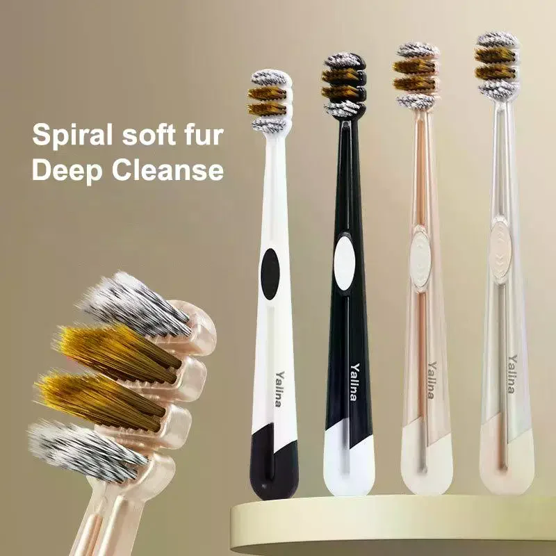 2Pcs Three Head Breathing Wide Toothbrush Mouth Clean Whitening Toothbrush Ultra-Fine Soft Hard Bristle Deep Cleaning For Adults