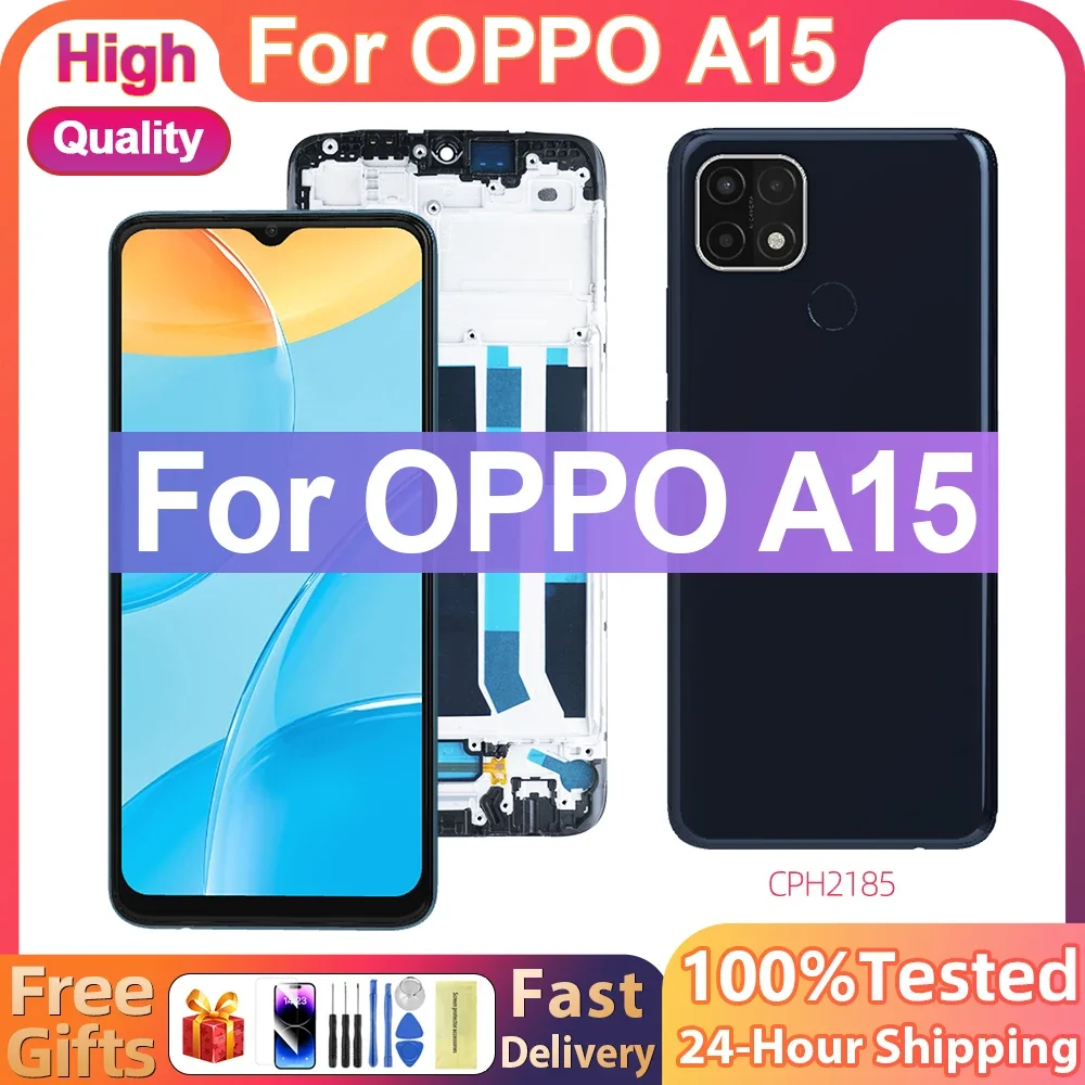 6,52 дюймовый новый ЖК-дисплей для Oppo A15 ЖК-дисплей CPH2185 кодирующий преобразователь сенсорного экрана в сборе Замена для A15s CPH2179 запасные части