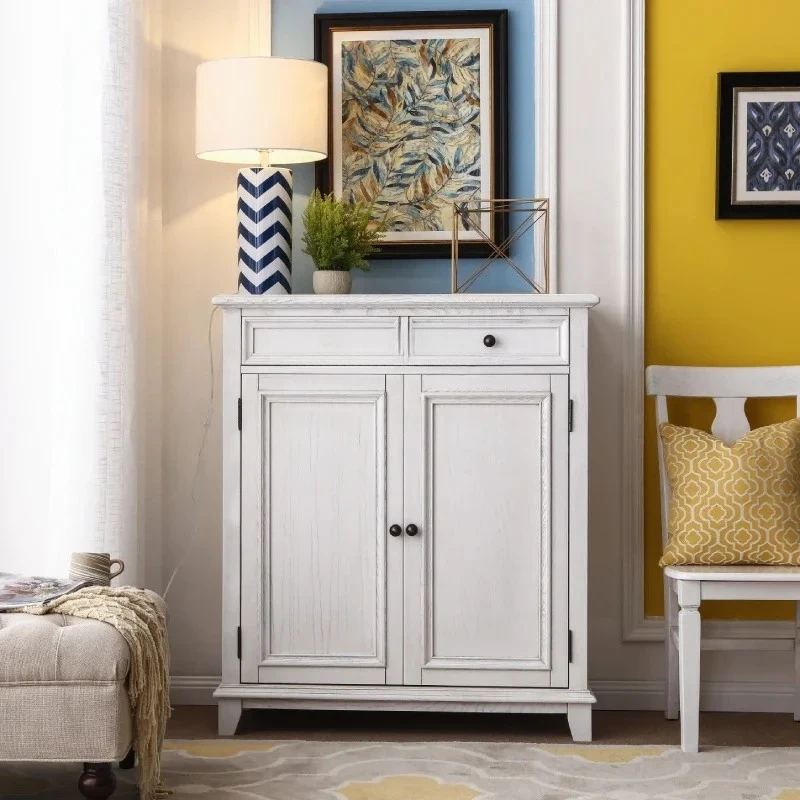 

American ash wood shoe cabinet, two multi-layer large-capacity foyer cabinet, old entrance cabinet