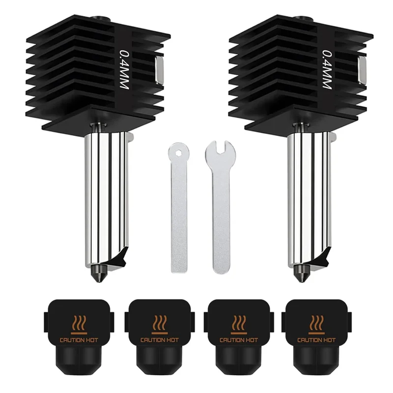 A34M-2Pack A1 Mini/A1 Kit Ujung Panas Cetak Ekstruder 0.4MM Pengganti Nosel Baja Keras dengan 4 Buah Kaus Kaki Penutup untuk Lab Bambu
