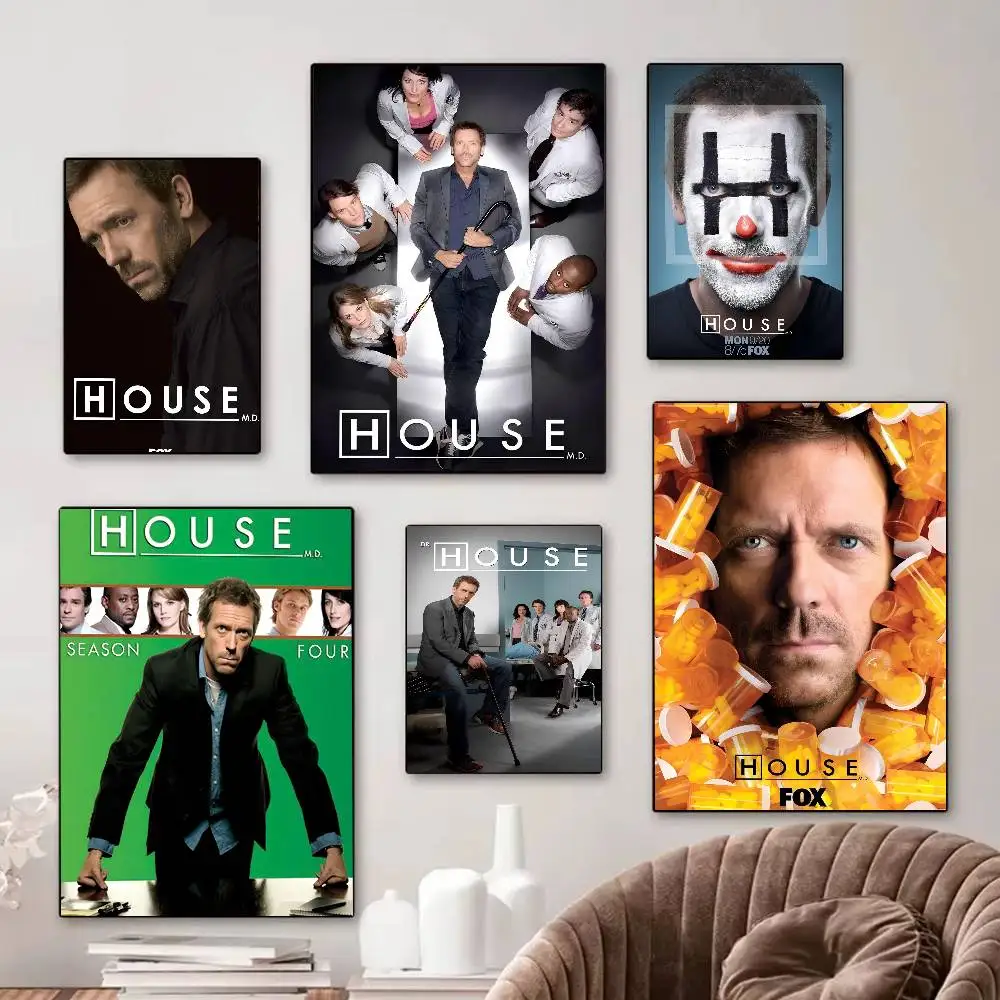Medical Drama House MD TV-Show Anime-Poster, selbstklebende Wandkunst in HD-Qualität, Retro-Poster für Zuhause, Kawaii-Raumdekoration