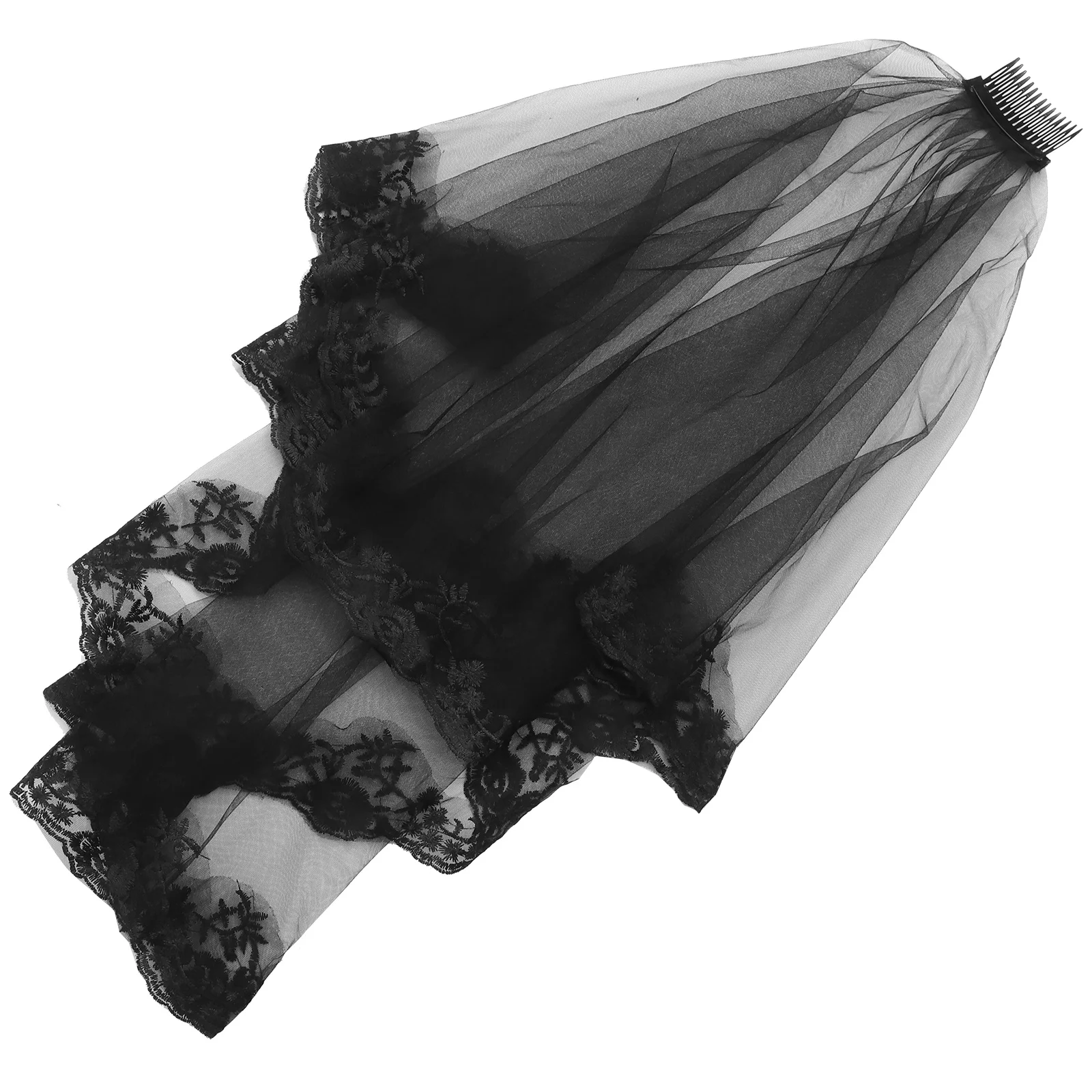 

Vintage Black Lace Bridal Wedding Veil Durable Grenadine Material Elegant Mantilla Suitable for Halloween Bride Veil Cosplay