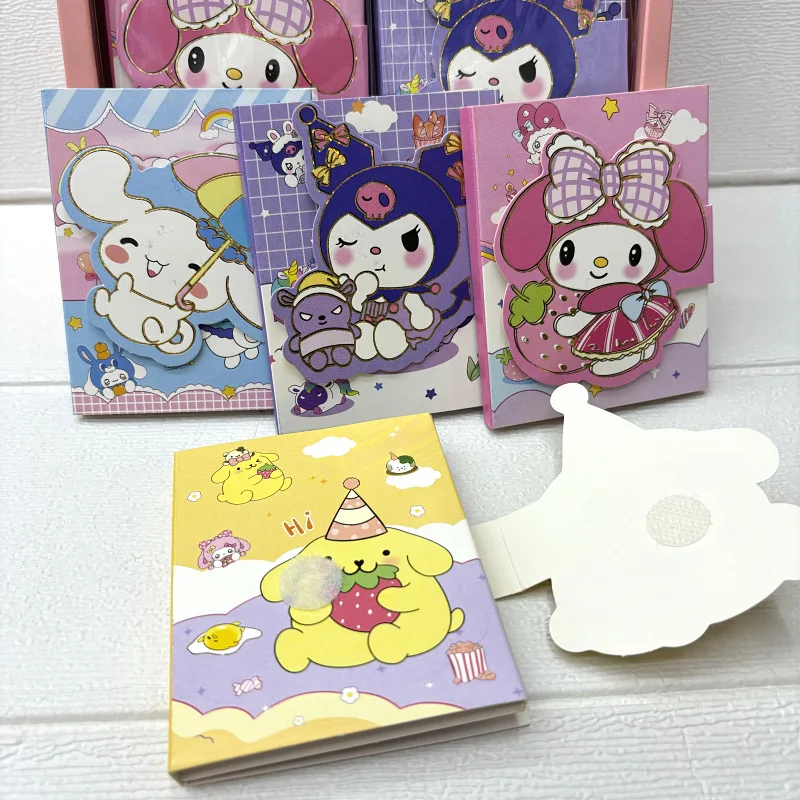 20pcs/lot Kuromi Melody 3 Folding Memo Pad Sanrio Cinnamoroll Sticky Note Stationery Notepad Planner Sticker Post School Supply