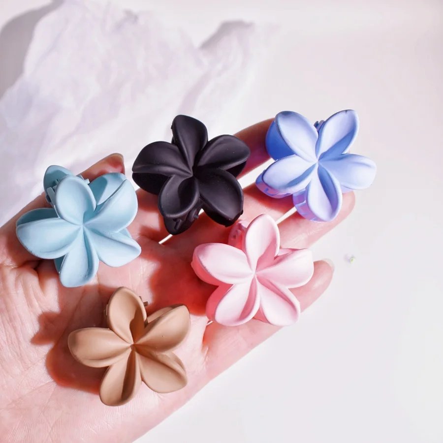 5PCS/SET Women Multicolor Matte 4cm Flower Small Hair Claw Thin Hair Short Hair Use Lady Gift Sweet Cute fashion