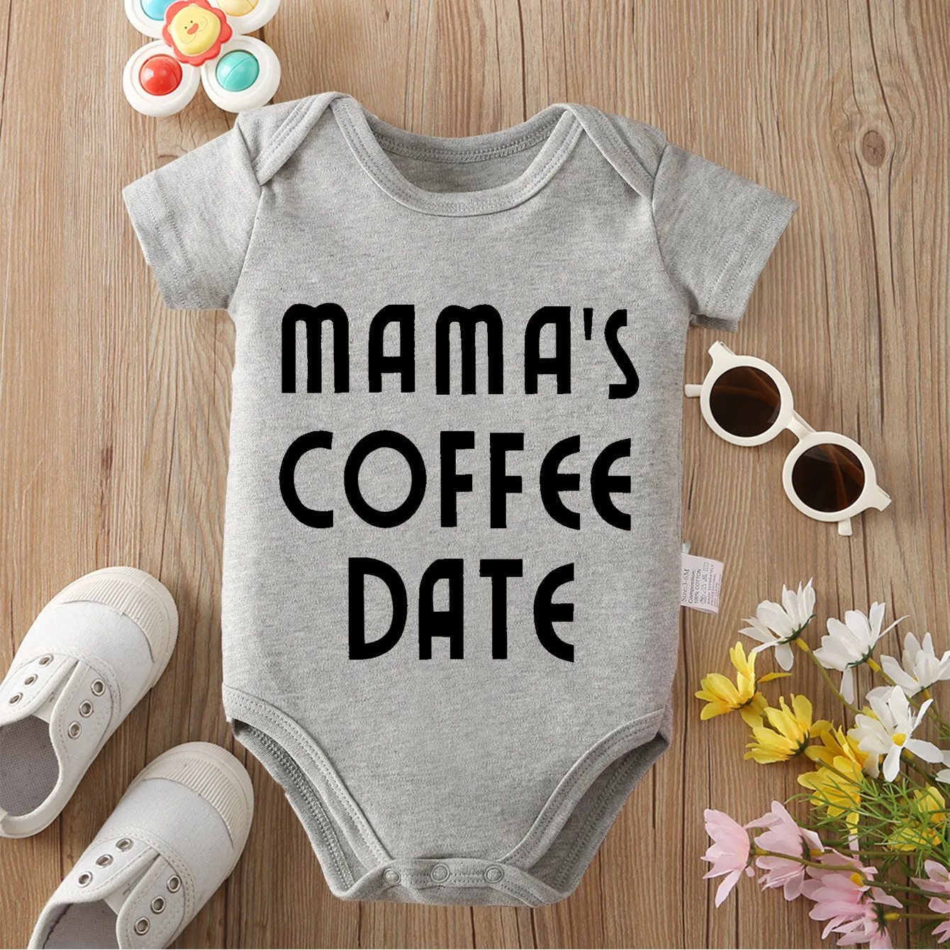 Mama's Coffee Date Exquisite Print 100% Cotton Cloths Comfortable Onesie Bodysuit for Baby Jumpsuit for 0 To 12 Months Newborn