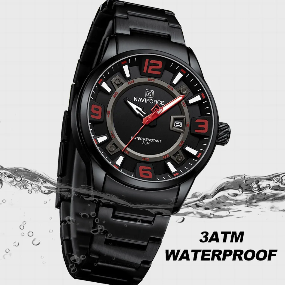 NAVIFORCE Brand Men Watch Luxury Stainless Steel Strap Waterproof Quartz Wristwatch Sport Date Luminous Clock Relogio Masculino