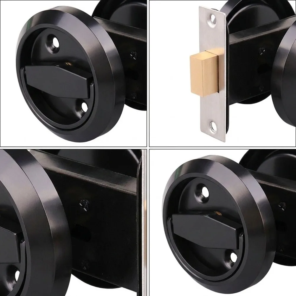 Stainless Steel and Zinc Alloy Pocket Door Privacy Lock with Brass Bolt and Pre-Drilled Template for Accurate Installation