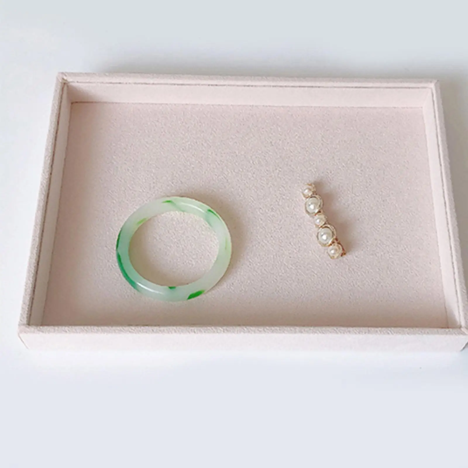 Suede Jewelry Organizer Tray Beige Velvet Box Multi-purpose Jewelry Storage Display for Woman Girls Jewelry Accessories