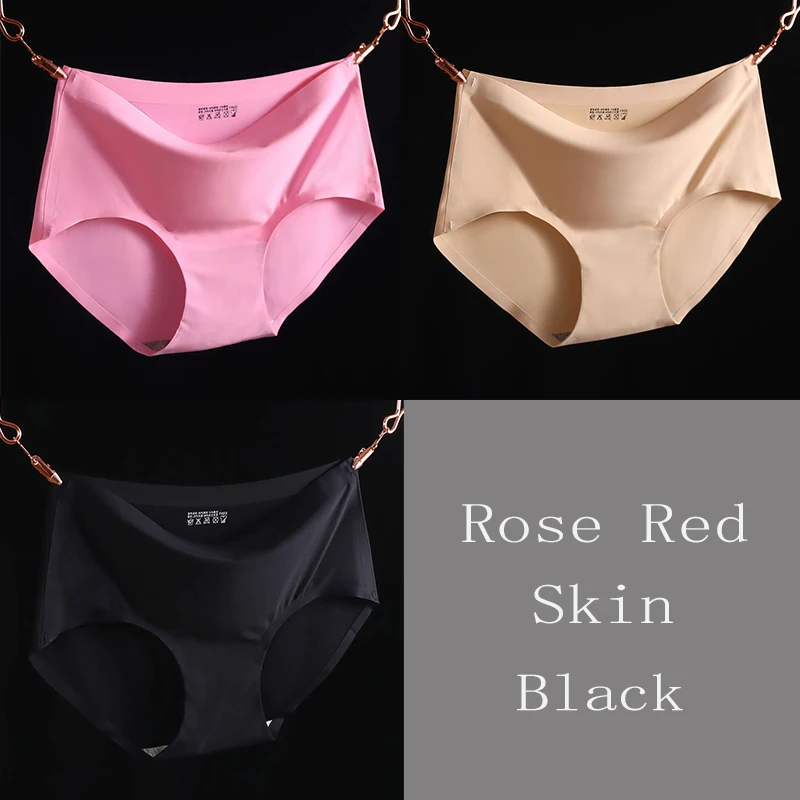 Finetoo 3 Stück Set nahtlose Unterwäsche Seide Frauen einfarbig Höschen Dame Mädchen Slips glattes Höschen