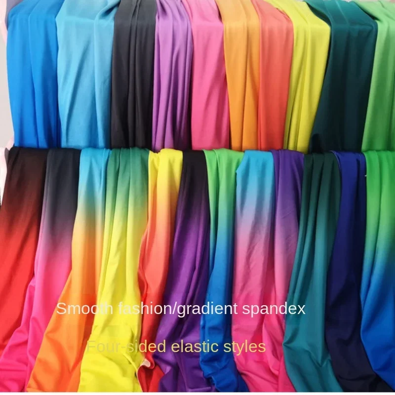 Spandex Gradient Fabric High Elasticity Single Sided Black White Chinese Style Stage Clothing Swimsuit Shirt Decorative Cloth