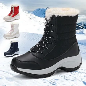Botas antiderrapantes impermeáveis para mulheres, plataforma volumosa, sapatos de neve quentes, plus size, casual, ao ar livre, inverno 10 principais vendas botas feminina plus size - №4