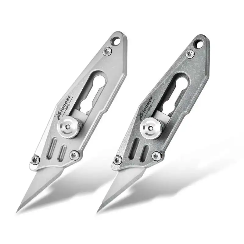 Titanium Alloy Utility Knife Push Pocket Knife Portable Mini Keychain Unboxing Cutter Survival Multitool EDC with Gift Box