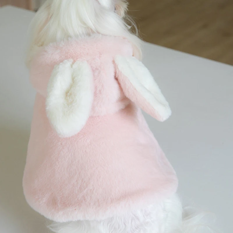 Warm Winter Pet Clothing Plush Rabbit Dog Outside Christmas Cloak New Year\'s Coat Windbreaker Plus Fleece Thick Warm Coat Gift