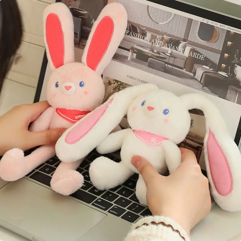 Pull Handle Rabbit Pulling Ears Rabbit Plush Toy Fun Interaction Long Legged Bunny Plush Keychain Soft Pulling Ears