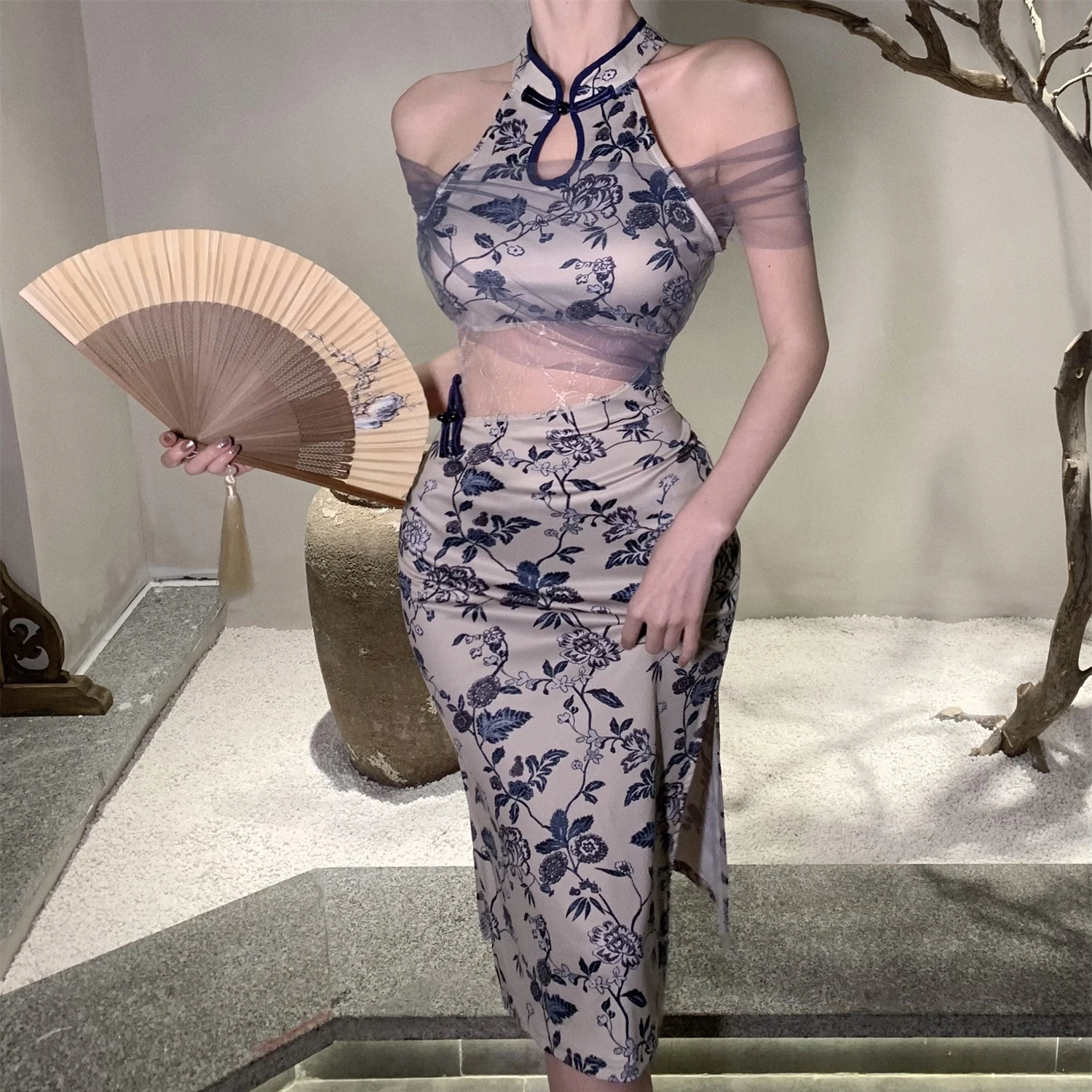 sexy-off-shoulder-qipao-for-women-new-chinese-style-dresses-lace-patchwork-hollow-out-satin-print-cheongsams