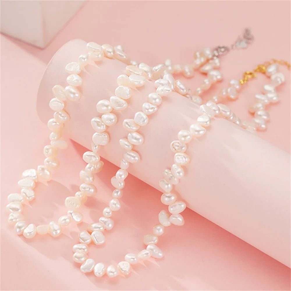 

Korean S925 Sterling Silver Baroque Pearl Collarbone Chain, Summer Light Luxury Niche Style